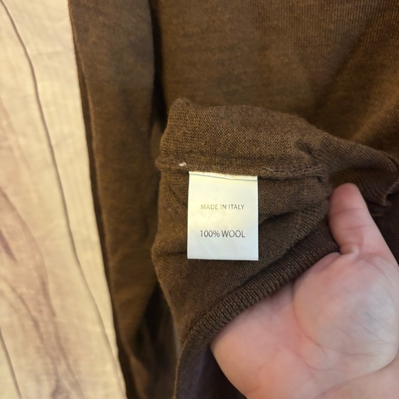 Lorenzo Magni Men’s 100% Wool Brown V-Neck Sweater Made in Italy Large - Picture 6 of 6